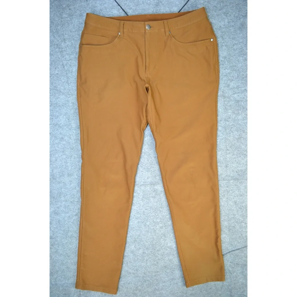 Lululemon Crop Pant Mens Sz 33 (33x30) Copper Brown ABC Relaxed Fit Cord Stretch
